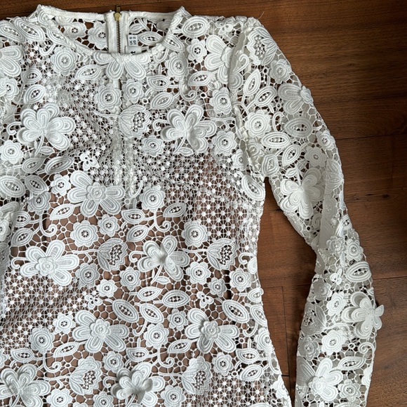 SELF PORTRAIT White Flower Lace Mini Dress / UK 6 / US 2 - Picture 5 of 10
